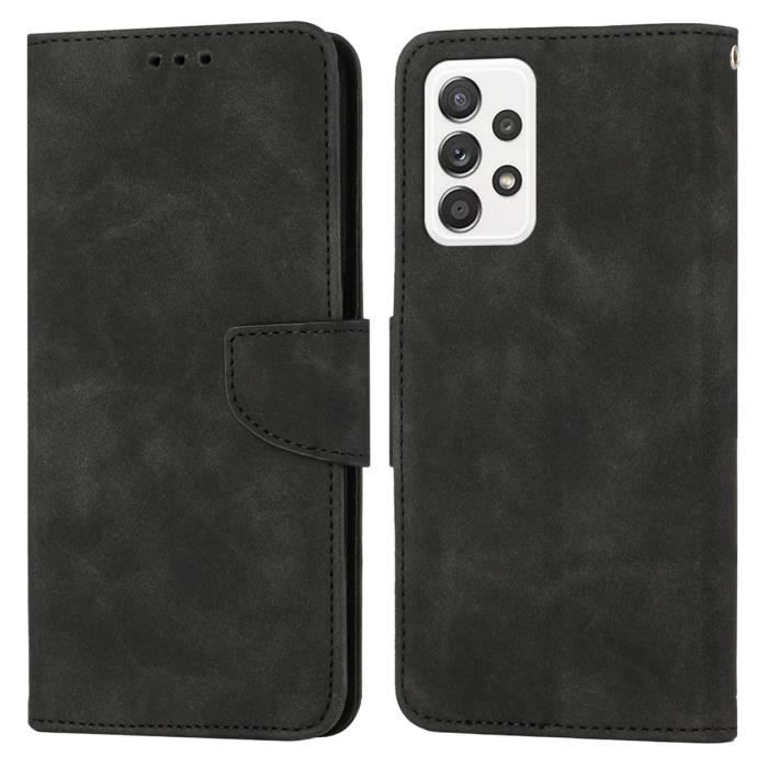 Housse Samsung Galaxy A53 5G Étui antichoc de couleur unie Style de mode simple avec fente pour carte - Noir