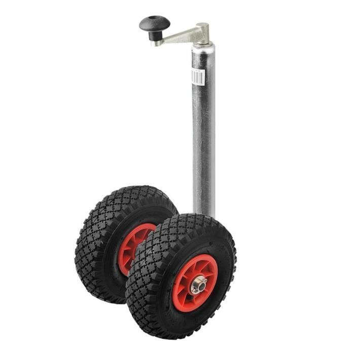 Roue jockey double + jante en plastique et pneu rempli d'air 26x8,5cm
