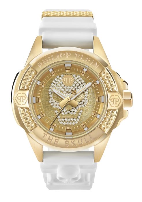 Philipp Plein - Montre Mixte - Quartz - Analogique - Bracelet Silicone Blanc - PWAAA1221