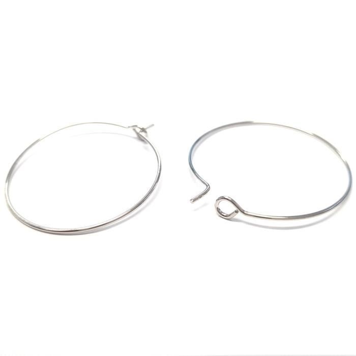 Accessoires création boucle d'oreille cerceaux créole 25 mm (10 pièces) Gris