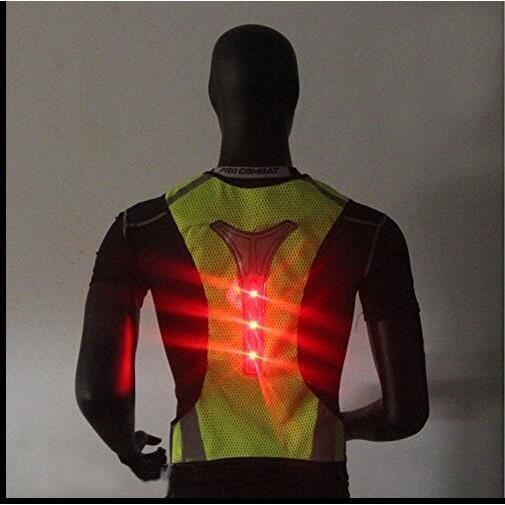 Gilet Réfléchissant Gilet De Sécurité Tissu Par Fluorescence De Filets LED Ultra-mince Perméable à L'air De La Nuit De Sports Courir