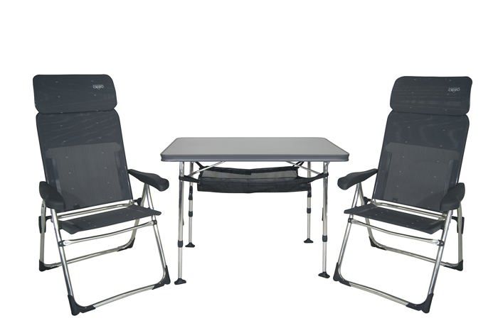 Ensemble table chaise de jardin Crespo - AL/213-CT - Conjunto 2 sillones AL/213-C+mesa AL/246+Red+Bolsa FRA611966, Gris