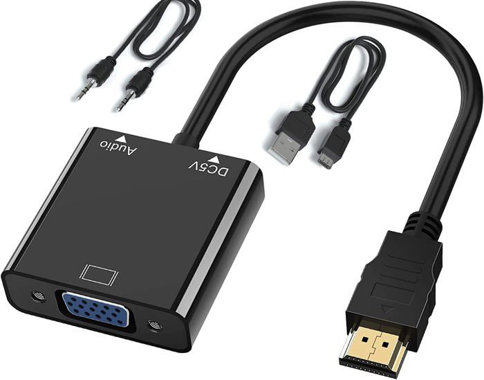 Adaptateur HDMI Vers VGA Alextry - 1080P - Avec Câble Audio Et Alimentation - Pour PC, Tablette