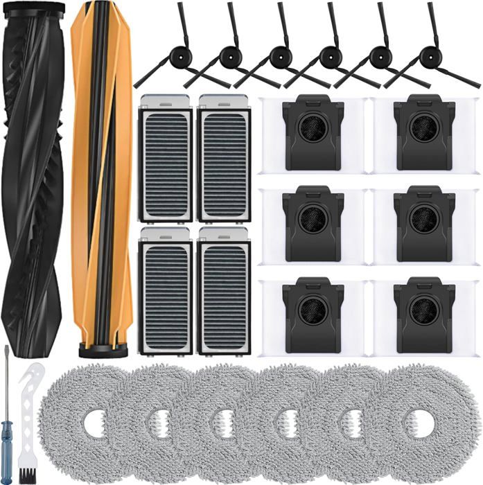 Lot de 26 accessoires pour robot aspirateur Dreame X50 Ultra Complete - AQSACOKIYA - brosse filtres sacs pièces de rechange L50