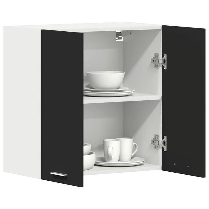 RemiseArmoire de rangement suspendue Pour cuisine - Meuble haut Lyon Noir 60 x 31 x 60 cm bois dingénierie JILIMAISON2025