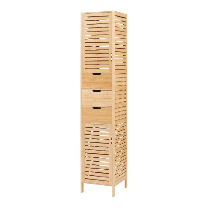 Meuble colonne de salle de bain Boksereys bambou 180 x 35 x 35 cm naturel
