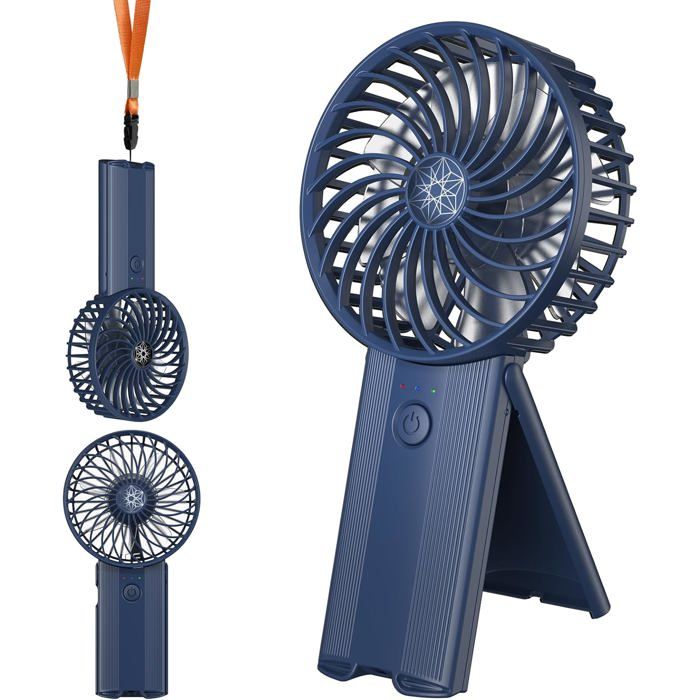 Ventilateur Portatif Rechargeable 4 Vitesses Avec Miroir - Mini Ventilo USB Refluxe Pour Intérieur Extérieur