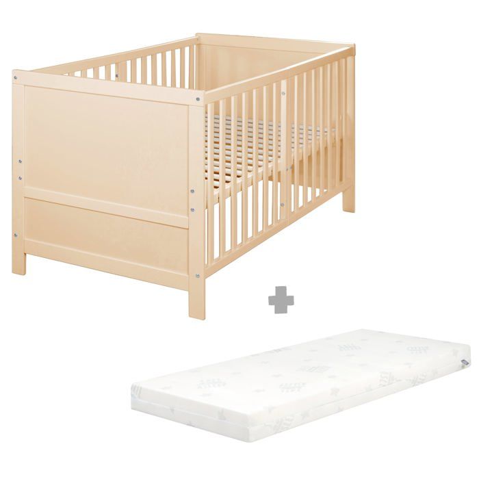 Lit Bébé Évolutif ROBA EASY SLEEP 70 x 140 cm + Matelas Roulé + Kit de Transformation - Réglable en Hauteur - Bois Naturel Lit Bébé Évolutif ROBA EASY SLEEP 70 x 140 cm + Matelas Roulé + Kit de Transformation - Réglable en Hauteur - Bois Naturel
