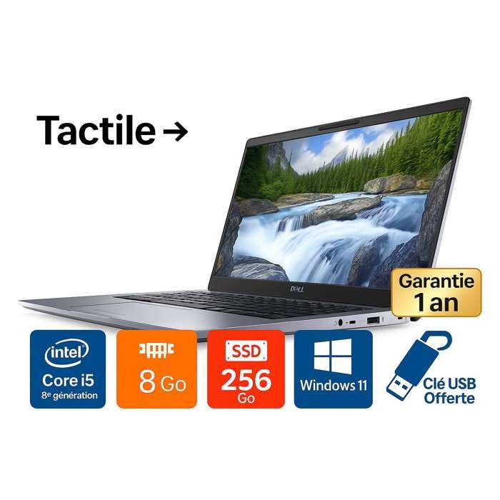 DELL Latitude 7400 – PC Portable Tactile 14 – Core i5 8ᵉ Gen – 8Go RAM – SSD 256Go – Windows 11 – Gris + Clé USB 64Go Offerte
