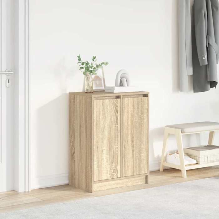 Brun Armoire à chaussures - Meuble d’entrée pour Couloir/salon - chêne sonoma 57x34x76 cm - Bois dingénierie @sale59885