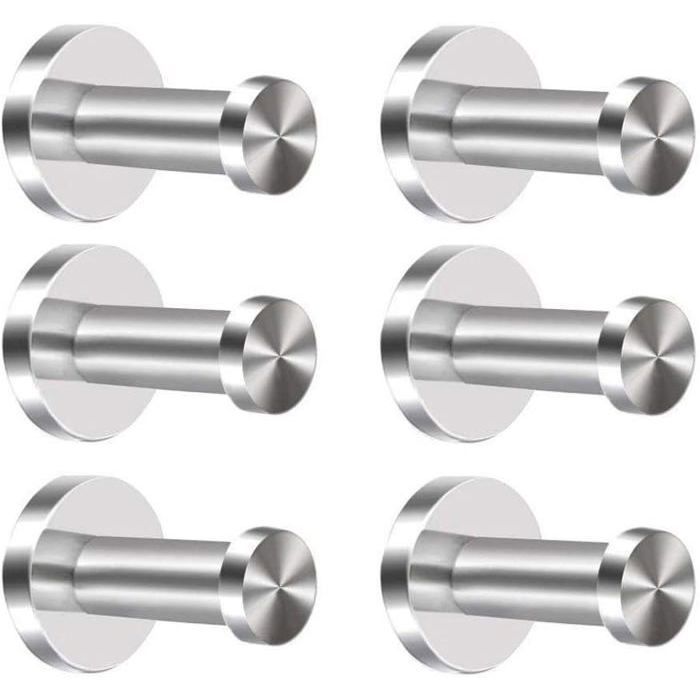 Lot de 6 crochets muraux en inox porte-manteau idéal pour salle de bain cuisine et chambre YYV