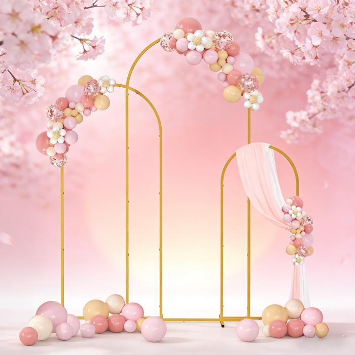 Shinoske 2M x 2M Arches de Mariage rectangulaires en métal doré pour