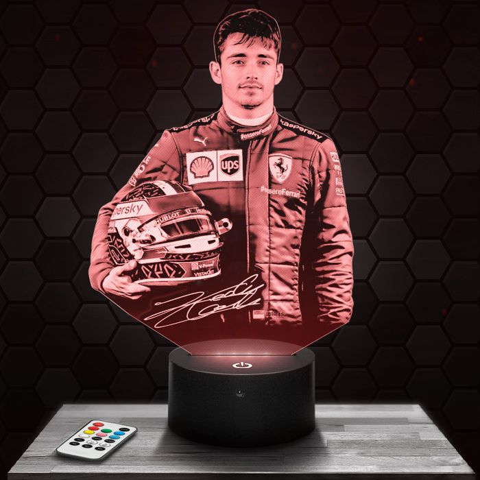 Lampe 3d _ Charles Leclerc Pilote - Accessoire Figurine Cadeau Charles Leclerc Pilote - Veilleuse Led Tactile TOP