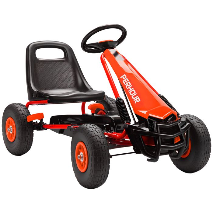 Kart à pédales - Go-Kart pour enfants - AIYAPLAY - siège réglable pneus EVA embrayage manuel et frein - 110 x 61 x 62 cm - rouge