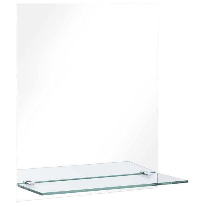Miroir mural avec étagère - vidaxl - Verre trempé - 20x40 cm - Étagère 20x10 cm - Argent - Facile à monter - À suspendre