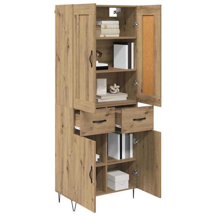 Buffet avec tiroir - vidaXL - Chêne artisanal - 695x34x180 cm - 4 portes - Tiroir intégré - Bois dingénierie