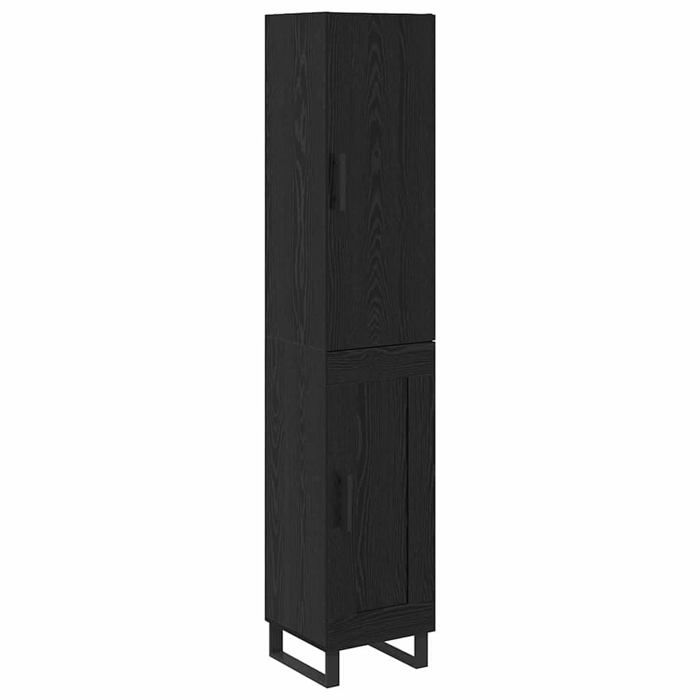 Buffet haut en bois dingénierie - vidaXL - Noir effet chêne - 345 x 34 x 180 cm - Rangement généreux - Design moderne