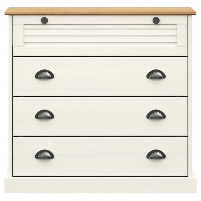 Moderne Commode VIGO Buffet/Commode BURKE Armoire de rangement avec stockage blanc 80x40x76 cm bois massif de pin AA2734
