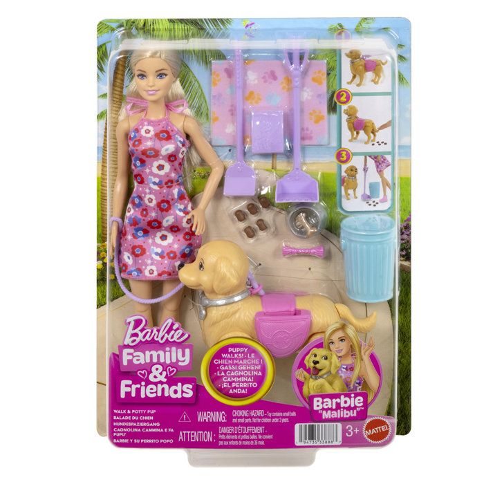 Coffret Barbie Walk & Potty Pup – JJB46, Chiot Interactif Inclus - vue 1