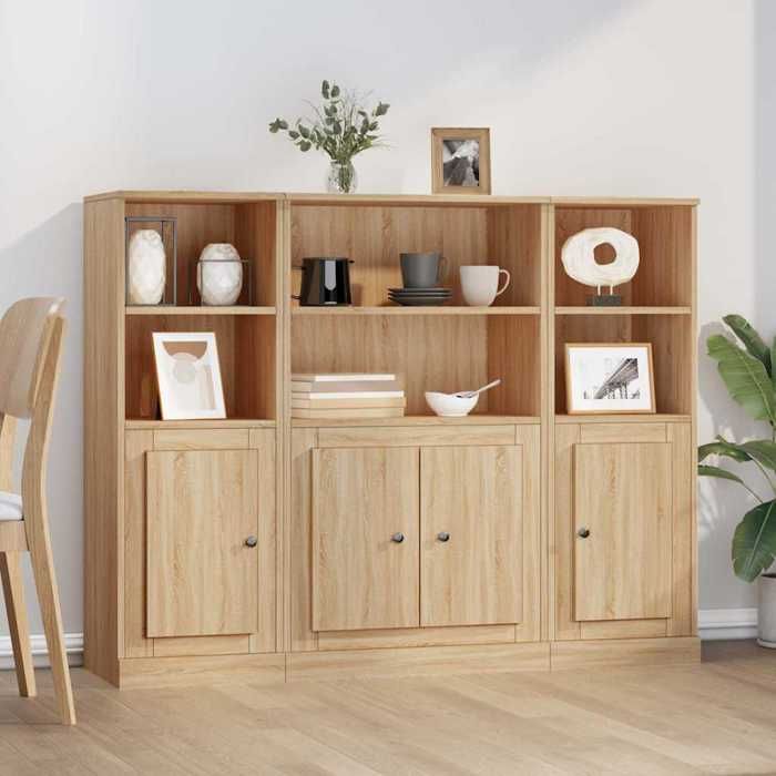 Buffet de rangement en bois dingénierie - JILIS - Lot de 3 pièces - Chêne sonoma - 132x35 5x103 5 cm