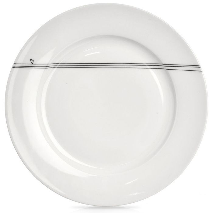 Assiette plate en porcelaine - Orion - 27 cm - Blanche - Motif cœur - Lignes décoratives - Lave-vaisselle Assiette plate en porcelaine - Orion - 27 cm - Blanche - Motif cœur - Lignes décoratives - Lave-vaisselle