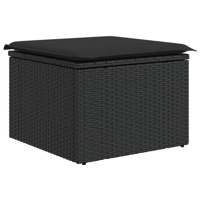 STAR SALE® Tabouret de jardin(1 pc) - Meuble balcon - avec coussin - Noir 55x55x37 cm Résine tressée T4716