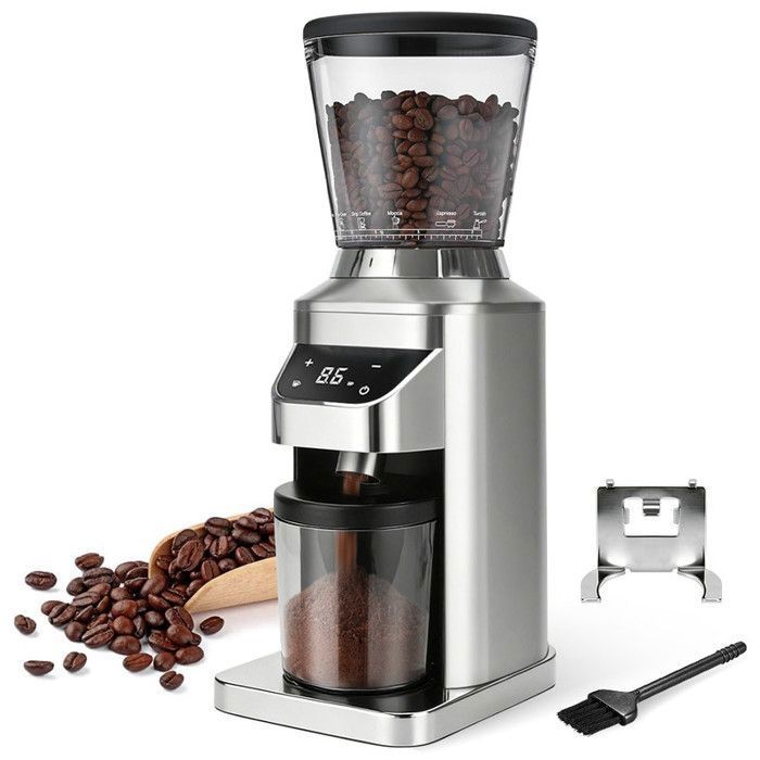 Moulin à Café Électrique Avec Écran LCD Acier Inoxydable 34 Niveaux de Mouture Pour Espresso/Filtre/French Press