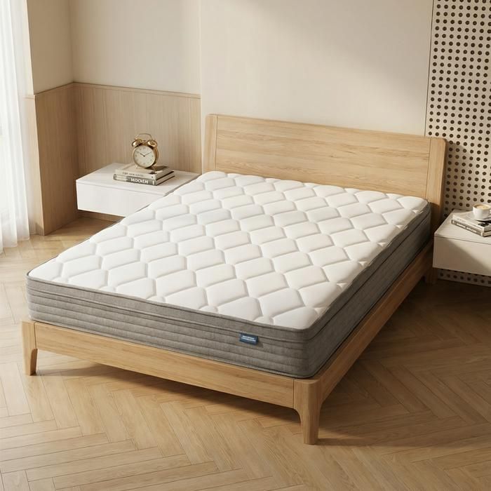 Matelas 160x200 cm UKing - Très épais 25 cm - Mémoire de Forme + Ressorts 7 Zones - Hypoallergénique & Réversible Blanc-gris