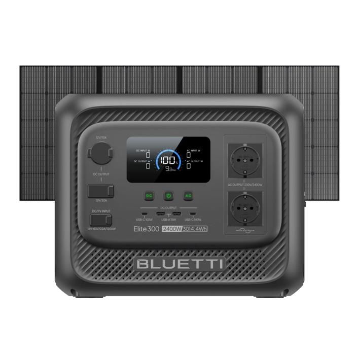 BLUETTI Elite 300 3014.4 Wh Station électrique portable 2400 W Générateur Solaire avec 350W Panneau solaire Pour Camping Voyage
