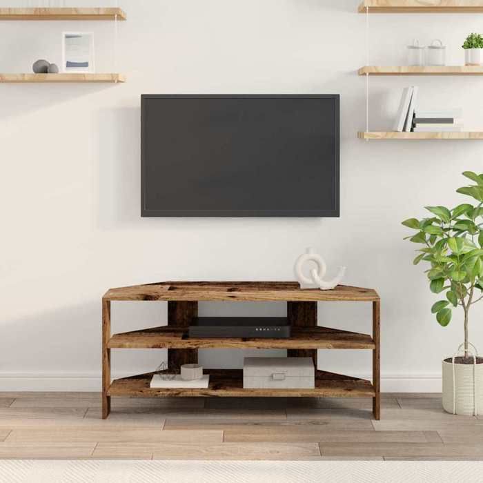 SALALIS - MeubleTVdAngle Bois Ancien 102x40 5x45cm Bois dingénierie