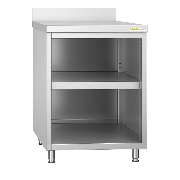 Meuble bas inox ouvert 600x600 mm adossée PREMIUM - GOLDINOX