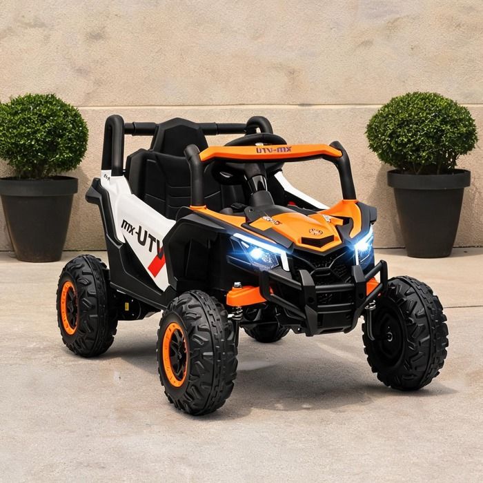 Voiture électrique enfant 12V 2 places avec télécommande ceinture suspension LED orange chaud 96 x 61 x 56 cm