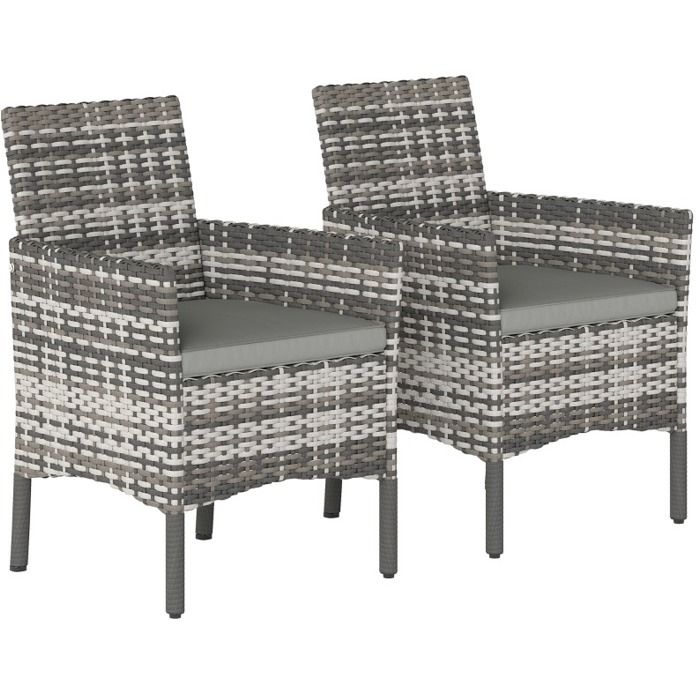 SENVIRO lot de 2 fauteuils de jardin 58 x 62 x 87 cm en rotin PE gris coussins amovibles accoudoirs