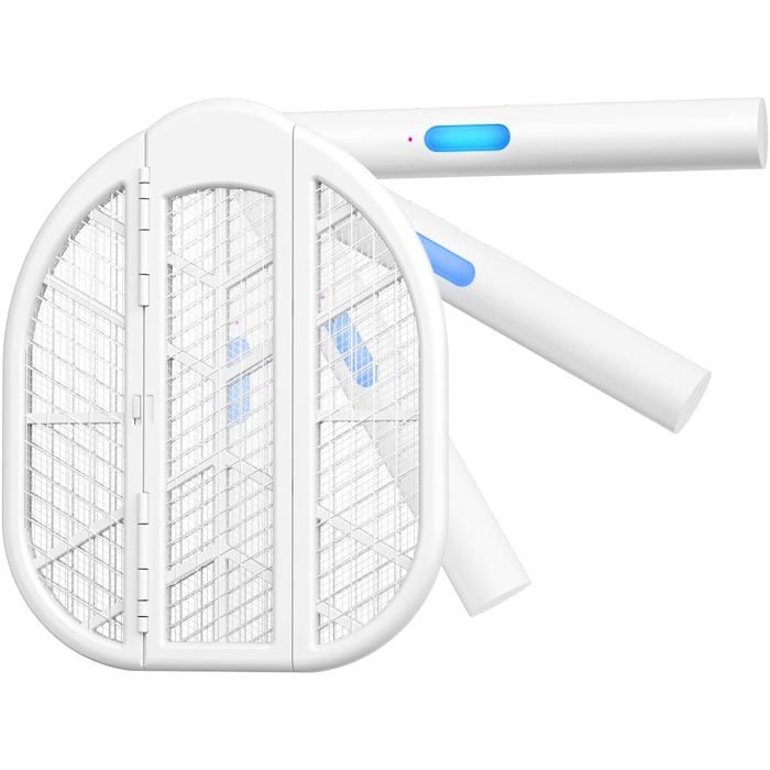 Raquette Electrique Insectes pliable 4000V Attraction par lumière bleuedeux modesBatterie 1500mAh Parfait pour MaisonBureau Raquette Electrique Insectes pliable 4000V Attraction par lumière bleuedeux modesBatterie 1500mAh Parfait pour MaisonBureau