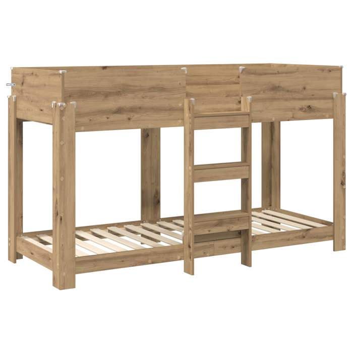 Structure de lit - HAOSHOP - Lit Superposé pour Enfants Chêne artisanal 75 x 190 cm&01_108689