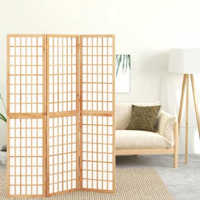 Brun Cloison de séparation pliable 3 panneaux 120x170 cm - Meuble Paravent @135644