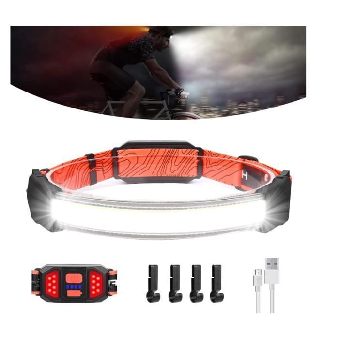 Lampe frontale Chronus COB 500 lumens pour course à pied cyclisme camping pêche randonnée (noir)
