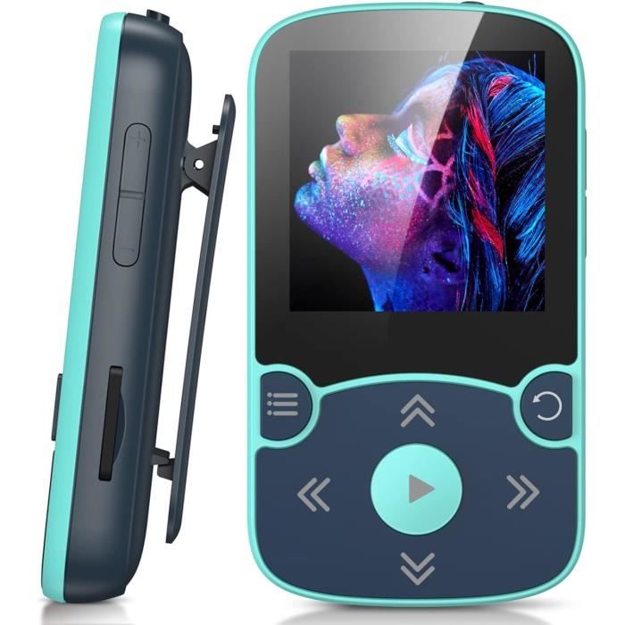AGPTEK 64Go Lecteur MP3 Bluetooth 5.3 avec Clip, Lecteur Musique Sport HiFi,1,5 Pouces Baladeur MP3 avec Bouton Volume,Radio