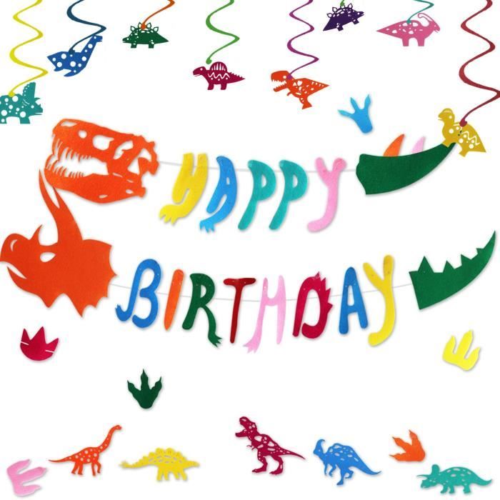 Dinosaure Joyeux Anniversaire Banniere Pour Garcons Filles Dinosaure Theme Fete Fournitures Decorations Lad9h Cdiscount Maison