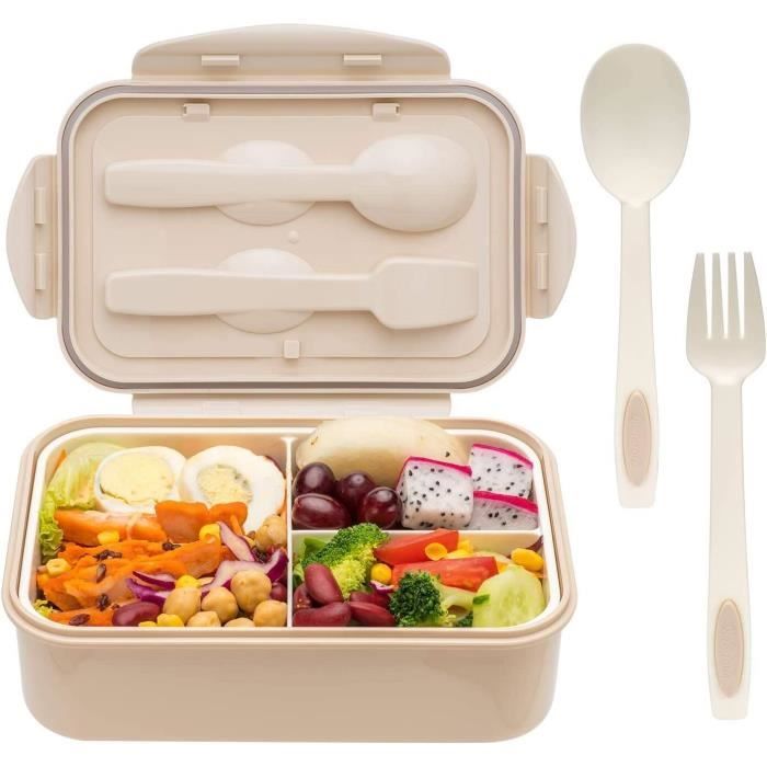bento lunch box - boîte repas compartiment avec des couvert à 3 couches -1400ml hermétique boite bento - avec fourchette et