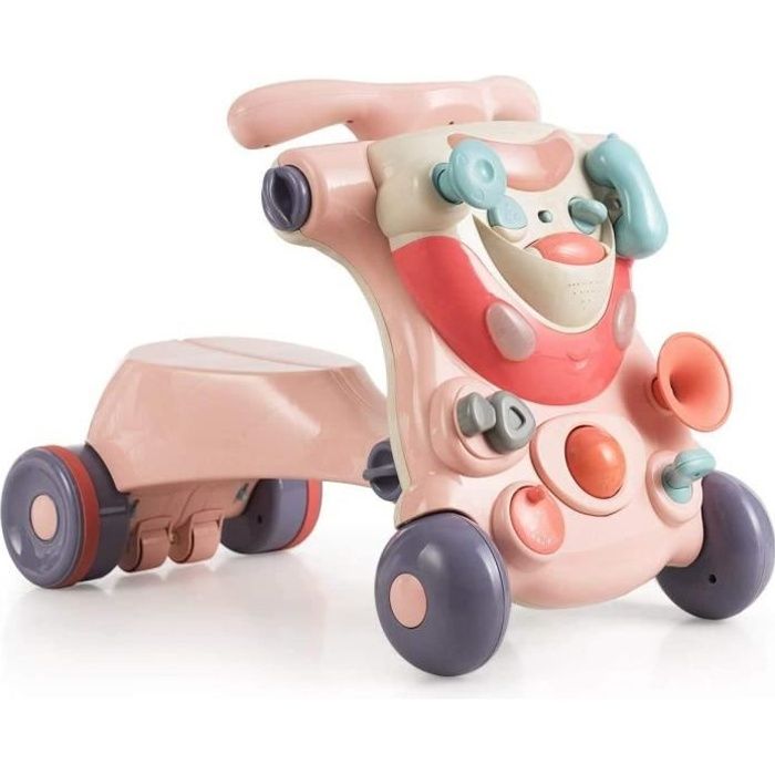 Marcheur Assis Debout 3 En 1 Rose Trotteur Bebe Interactif Avec Lumiere Et Musique Jouet Educatif Pour Enfants En Bas Age Cdiscount Puericulture Eveil Bebe