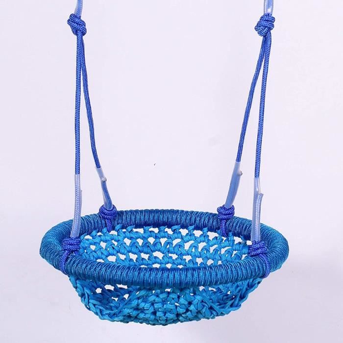 Balançoire Pour Enfants Avec Siège Tissé Main - Corde Réglable 153-208cm, Support 200kg, Mousquetons Inclus