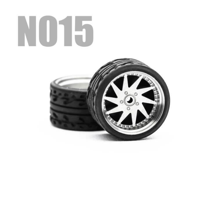 Lot De 2 Pneus Caoutchouc + Jantes Rouges Pour Voiture RC 1/10 – Diamètre 75 Mm – Compatibles 94123 Et Autres