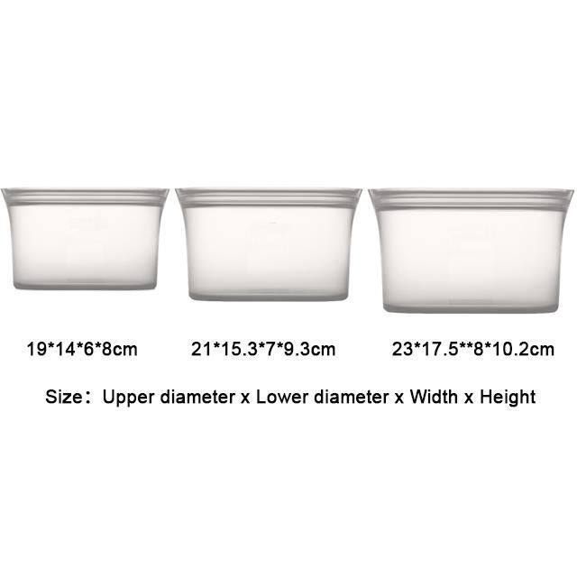 Plats gris 3 pcs - Récipient alimentaire réutilisable en silicone, sac ...