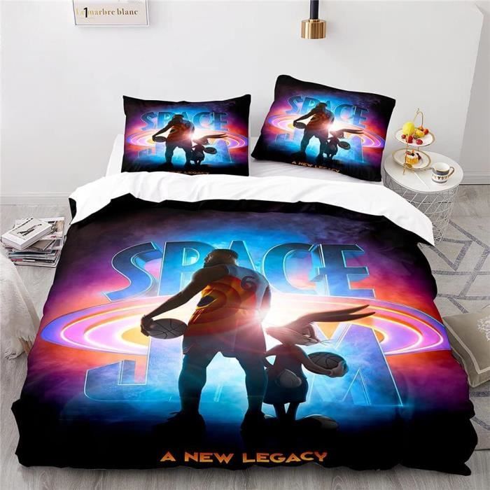 Parure De Lit Space Jam Vintage – Drap Plat + Taie D'oreiller Twin – Looney Tunes 1996
