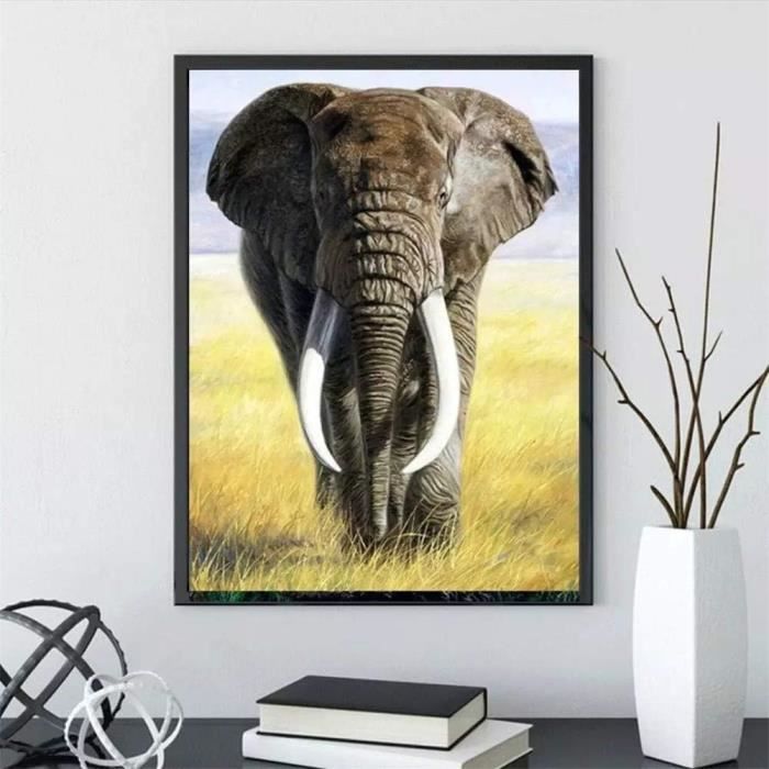 Hoobee Peinture Diamant 5D Éléphant - Kit Complet 30x40 Cm, Broderie Strass DIY - Décoration Maison, Loisir Créatif Adulte