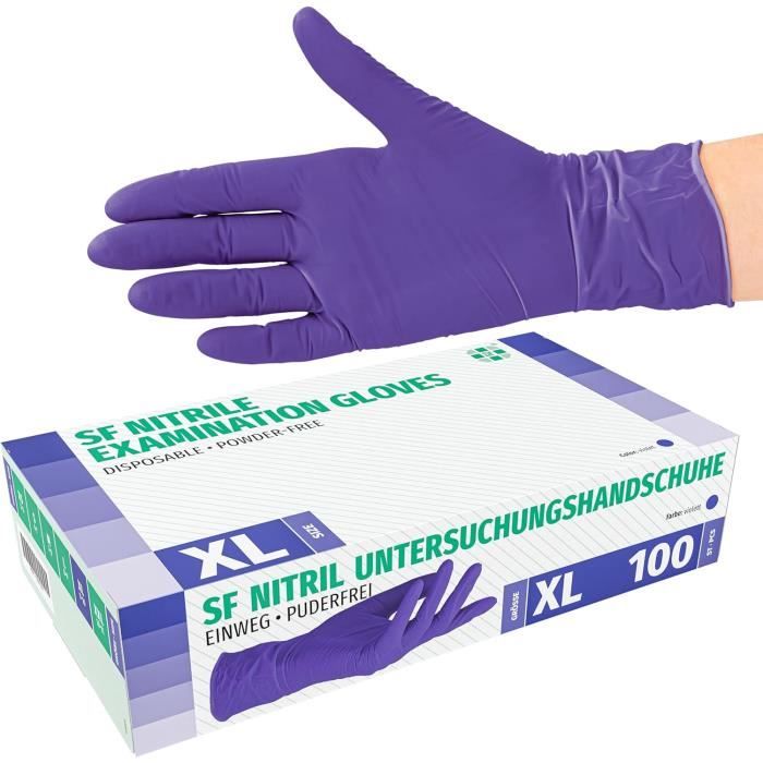 Gants Jetables En Nitrile Noir, Sans Poudre, Sans Latex, 100 Pièces