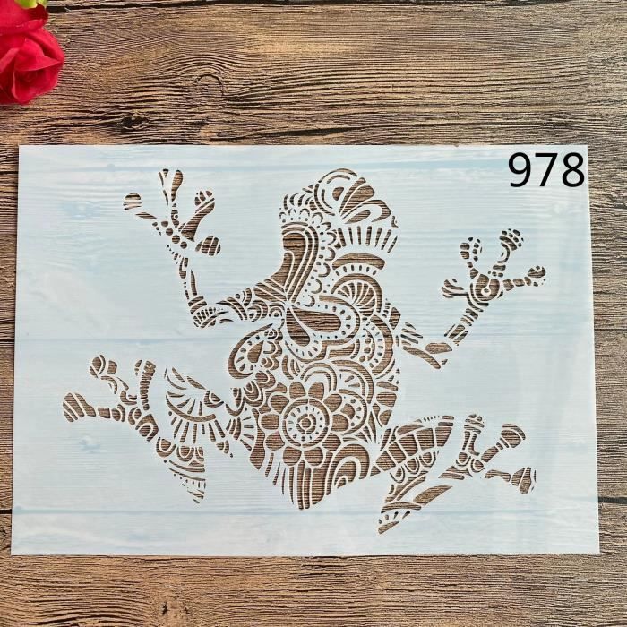 Pochoirs Réutilisables Motifs Plumes De Paon 26 Cm - Pour Peinture Sur Bois, Toile, Meubles, Déco Maison - 3