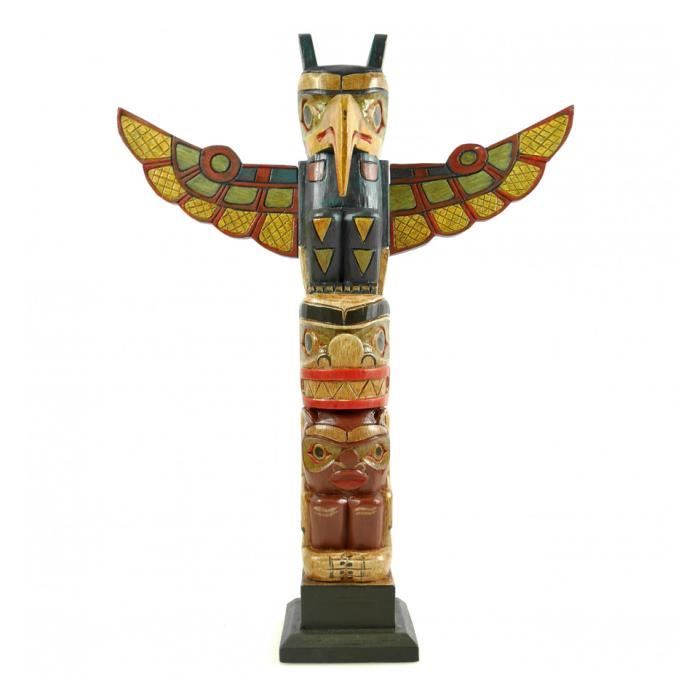 Totem indien multicolore 50cm en bois massif avec