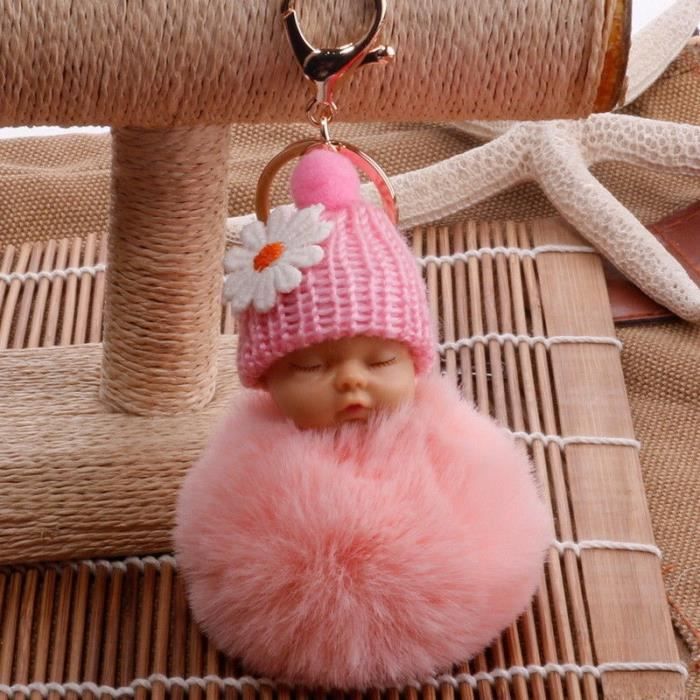 Rose Bonbon Dormir Bebe Poupee Porte Cles Pompon En Peluche Porte Cles Anneau Cadeau Cdiscount Bagagerie Maroquinerie